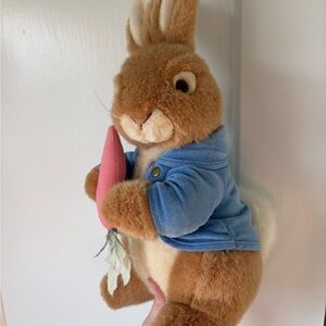 VTG 90s Eden Peter Rabbit Plush Beatrix Potter Bunny Blue Coat Gold Button